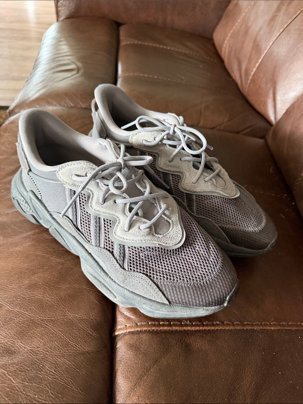 adidas Men's ozweego Athletic Sneakers in Gray and Dark Gray - Picture 4 of 11